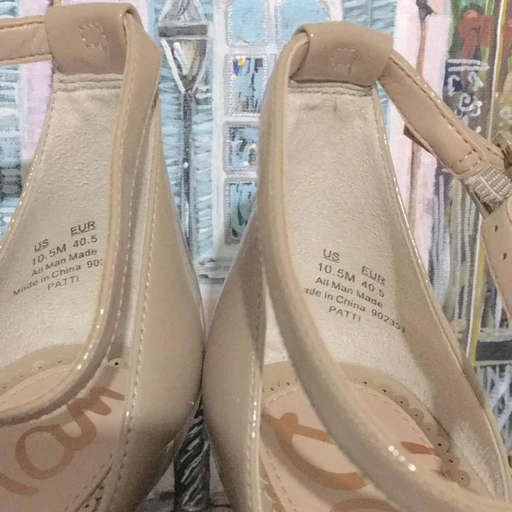 Sam Edelman Nude Patent Ankle-Strap Heels